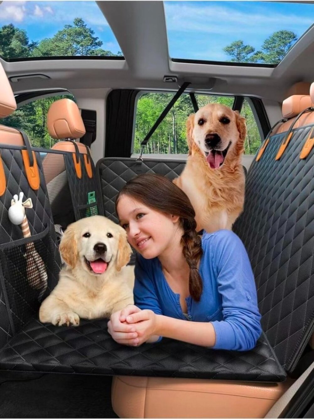 Hard Bottom Back Seat Extender for Dogs, Odorless Materials Dog Car Seat Cover